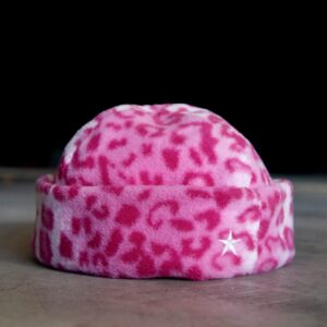 Pink Leopard Reversible Fleece Beanie