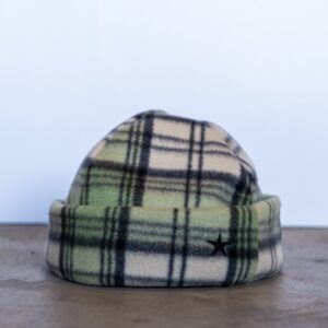 Green Plaid Reversible Fleece Beanie (Black)